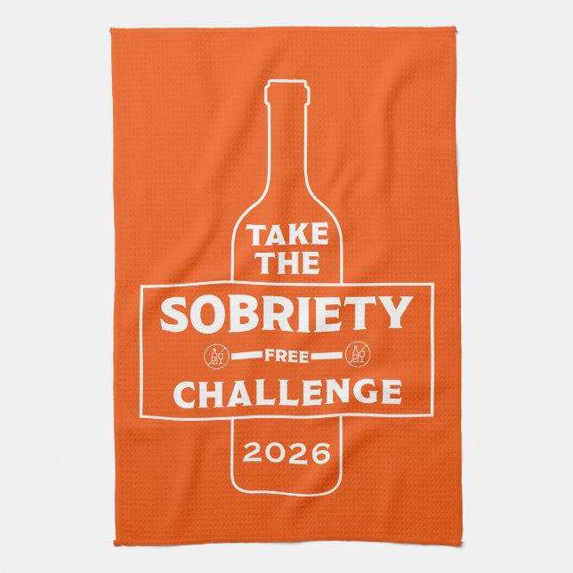  Alcohol Free And Sober Challenge Kitchen Towel (Vertical)