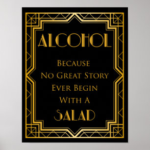 Alcohol Gatsby Wedding Sign   Gatsby Art Deco