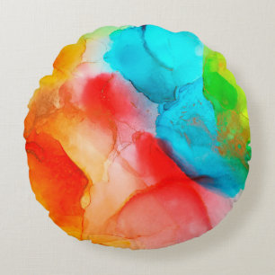 Alcohol ink abstract background, macro photoabstra round pillow