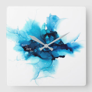 Alcohol ink - abstract painting square wall clock