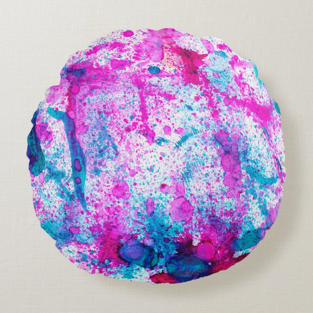 Alcohol Ink Art. Abstract painting. Alcohol Ink ba Round Pillow (Front)