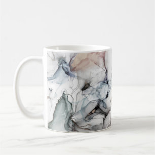 Alcohol Ink Art. Delicate and Black Spots. Sky clo Coffee Mug