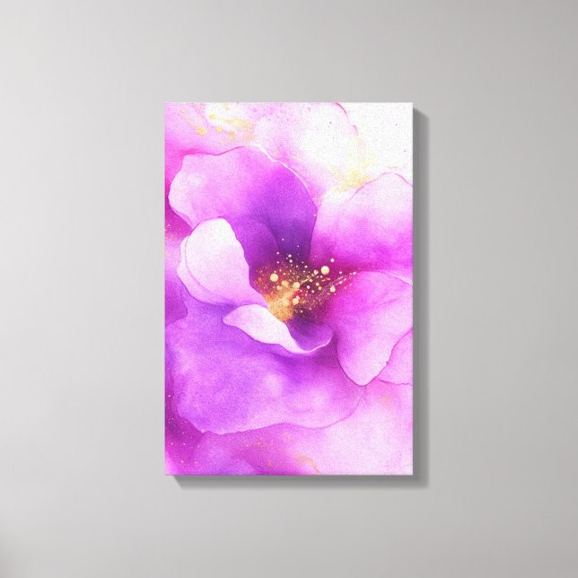 alcohol ink art flower purple decoration canvas print (Front)