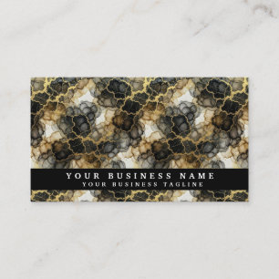 Alcohol Ink B&W + Gold Marble Business Cards