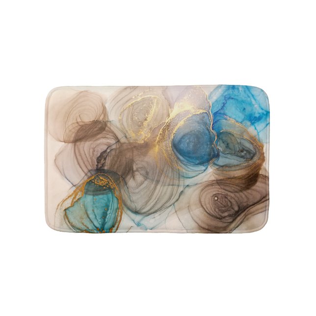 Alcohol Ink, Bleached Mineral Abstract. Bath Mat (Front)
