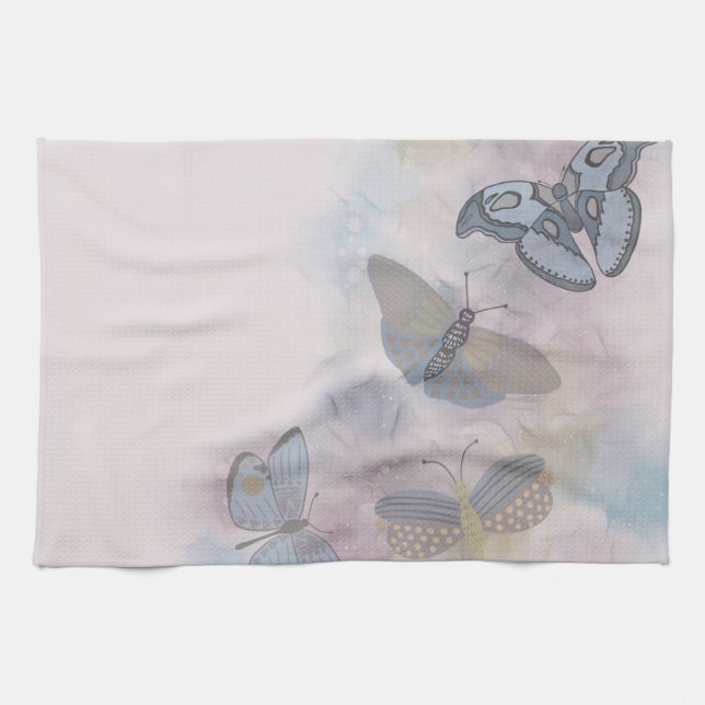 Alcohol Ink Butterflies  Kitchen Towel (Horizontal)