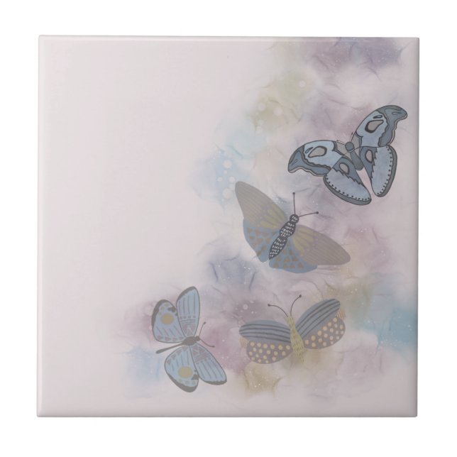 Alcohol Ink Butterflies Tile (Front)
