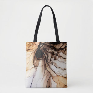 Alcohol Ink Color. Gray Handmade Marble Texture. G Tote Bag