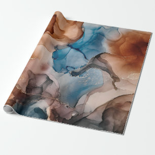 Alcohol ink colors translucent. Abstract multicolo Wrapping Paper