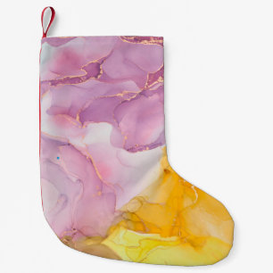 Alcohol ink colors translucent. Fluid Art. Modern  Small Christmas Stocking