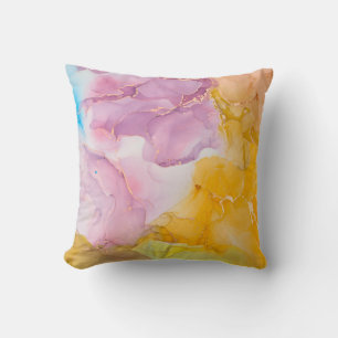 Alcohol ink colors translucent. Fluid Art. Modern  Throw Pillow