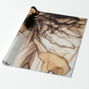 Alcohol Ink Colour. Grey Handmade Marble Texture.  Wrapping Paper