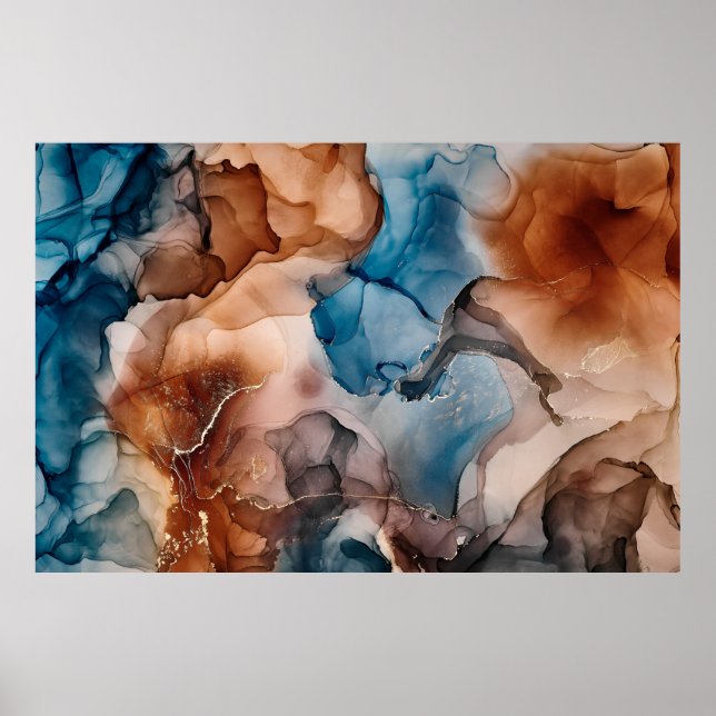 Alcohol ink colours translucent. Abstract multicol Poster (Front)