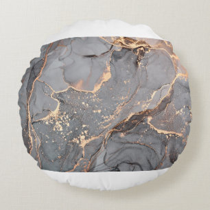 Alcohol ink colours translucent. Abstract multicol Round Pillow