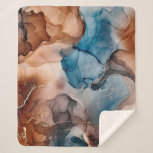 Alcohol ink colours translucent. Abstract multicol Sherpa Blanket