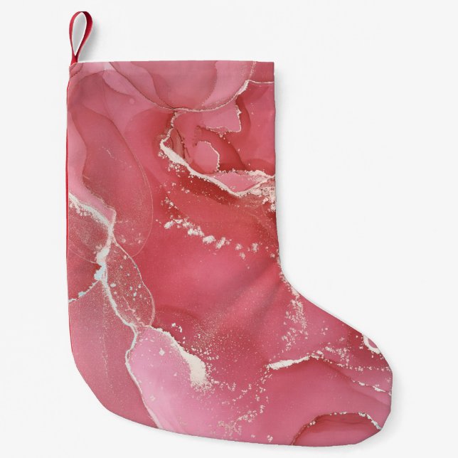 Alcohol ink colours translucent. Abstract multicol Small Christmas Stocking (Front)