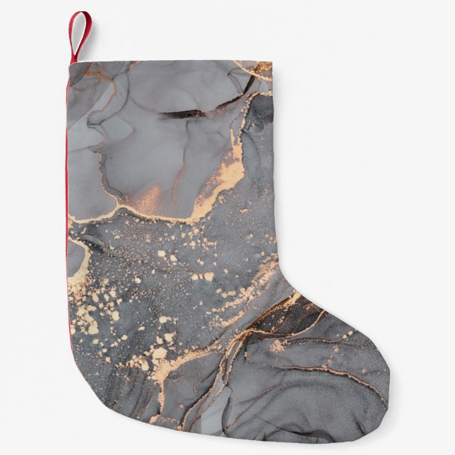 Alcohol ink colours translucent. Abstract multicol Small Christmas Stocking (Front)