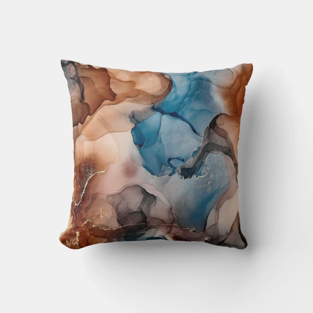 Alcohol ink colours translucent. Abstract multicol Throw Pillow (Front)