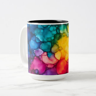 Alcohol Ink Design Two-Tone Mug, 15 oz Coffee Mug