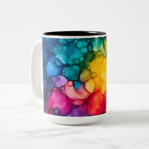 Alcohol Ink Design Two-Tone Mug, 15 oz Two-Tone Coffee Mug