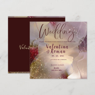 Alcohol & Ink Elegant Wedding Invitation