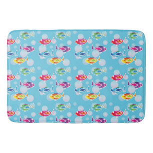 Alcohol ink Fish with bubbles Bath Mat