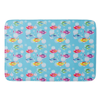 Alcohol ink Fish with bubbles Bath Mat