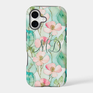 Alcohol Ink Floral Mint Green Aesthetic