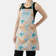 Alcohol Ink Floral Peach Aqua Botanical