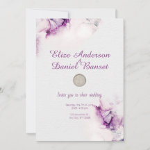 Alcohol Ink Floral Purple Chic Wedding Invitation