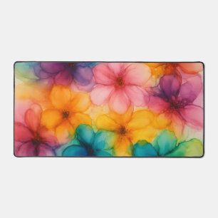 Alcohol Ink Flowers Desk Mat