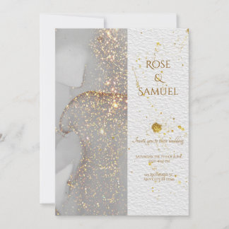 Alcohol Ink Glitter Chic Wedding Invitation