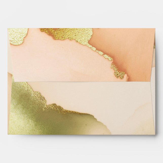 Alcohol Ink Gold Elegant Envelope (Back (Top Flap))