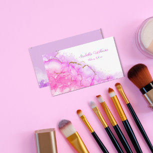 Alcohol Ink Gold Glitter Script Makeup & Hair Business Card