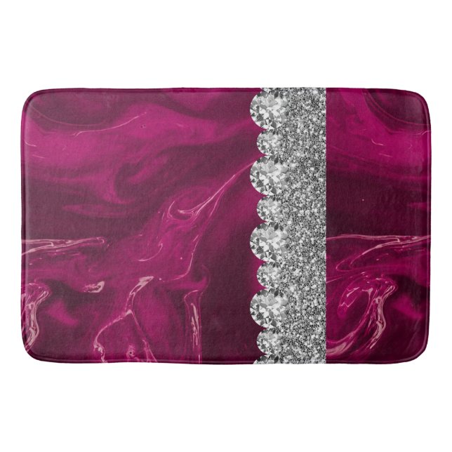 Alcohol Ink Interior Design Home Glitter Marble Bath Mat (Front)