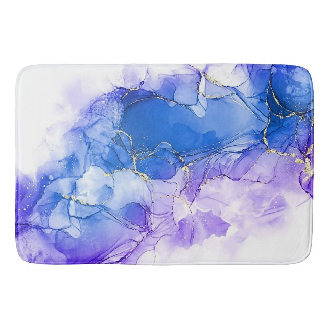 Alcohol Ink Interior Design Home Glitter Marble Bath Mat (Front)