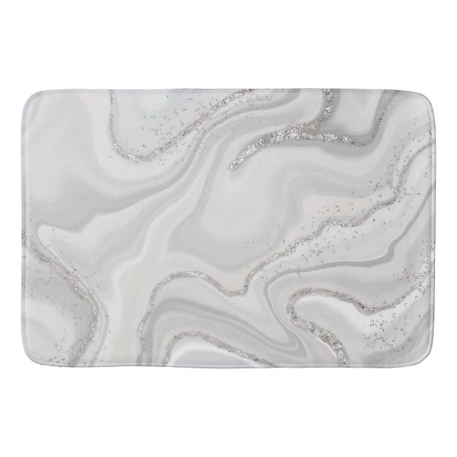 Alcohol Ink Interior Design Home Glitter Marble Bath Mat (Front)