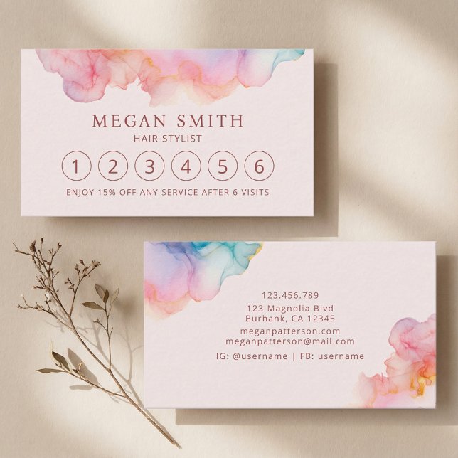 Alcohol Ink Liquid Pastel Loyalty Card (Creator Uploaded)