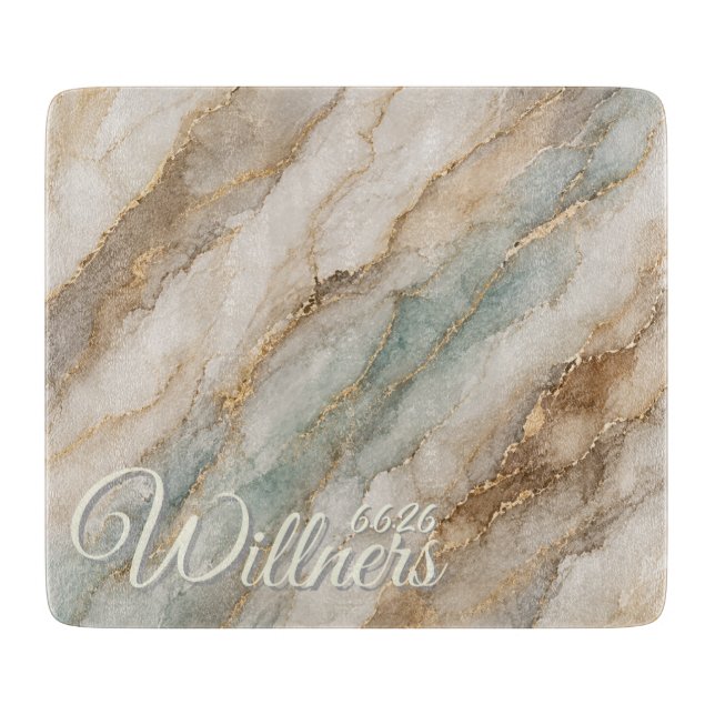 Alcohol ink marbleized art  cutting board (Front)