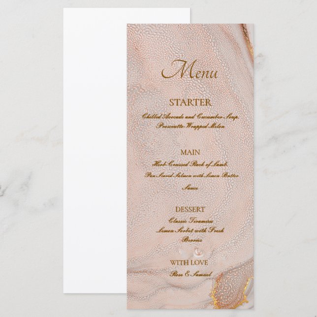 Alcohol Ink Rose Elegant Flat Menu (Front/Back)