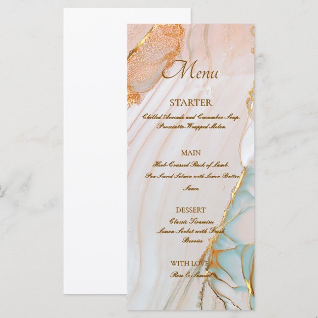Alcohol Ink Rose Elegant Flat Menu (Front/Back)