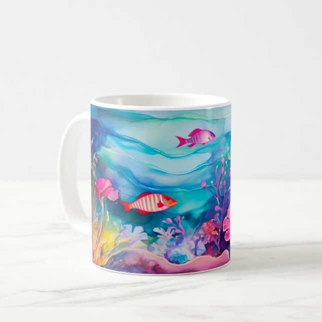 Alcohol Ink Summer Coffee Mug (Front Left)