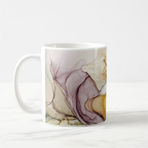 Alcohol ink swirls, yellow tint, abstract. coffee mug