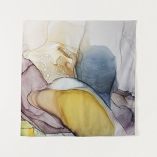 Alcohol ink swirls, yellow tint, abstract. tapestry