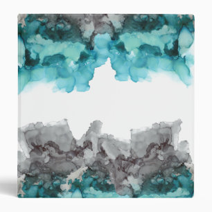 Alcohol ink teal and gray notebook binder. binder
