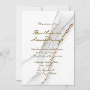 Alcohol Ink White Glitter Wedding Invitation