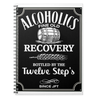 Alcohol Label Sobriety  - 12 Step Addict Alcoholic Notebook