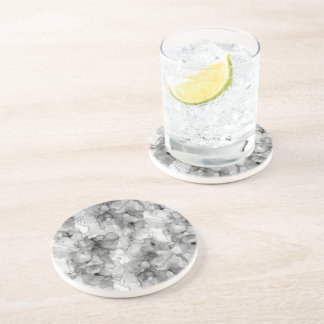 Alcohol Liquid Ink Swirls in Grey Porcelain Glaze Coaster