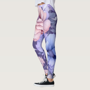Alcohol Pastel Ink Flowers Floral Pattern Leggings