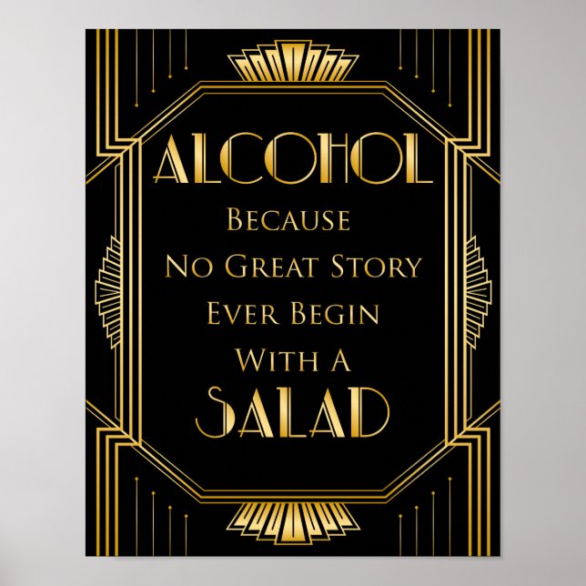Alcohol Wedding Sign | Gatsby Art Deco (Front)